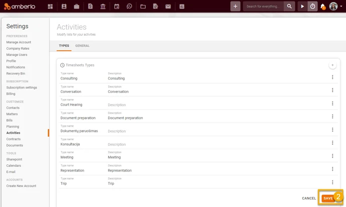 How to create, edit or remove Timesheets and Expenses Types6