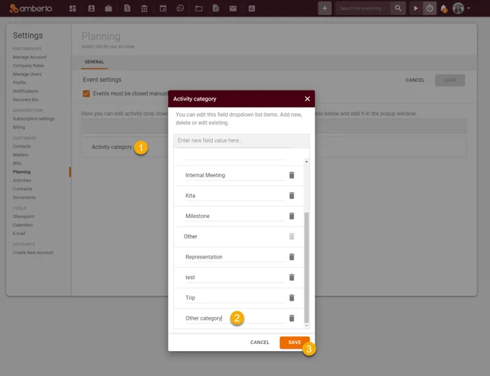 How to edit Activity category list4