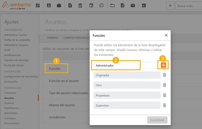 Cómo gestionar las listas desplegables de Asuntos_2