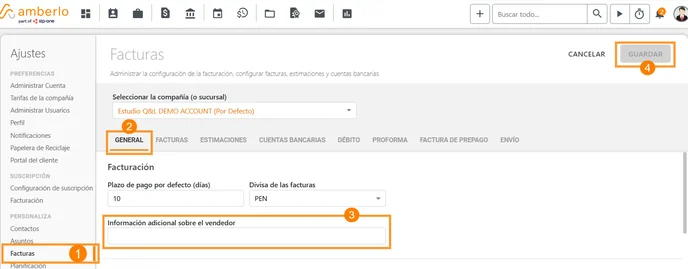 Cómo Configurar información Adicional del Vendedor para todas las Facturas_1