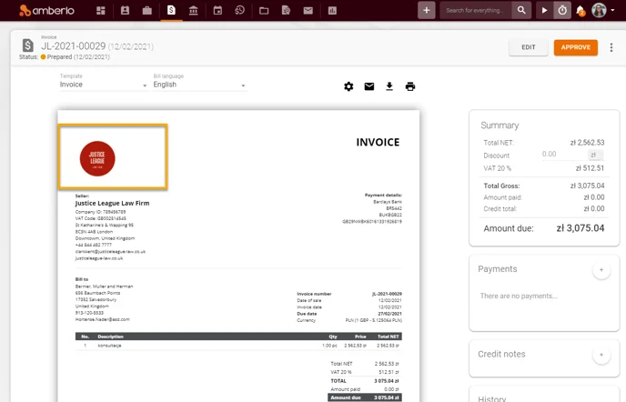 How to set a Logo for Bills3