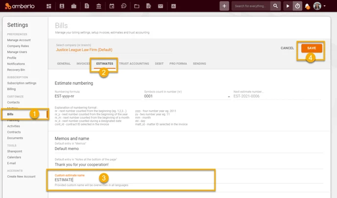 How to Set Custom Estimate Name1