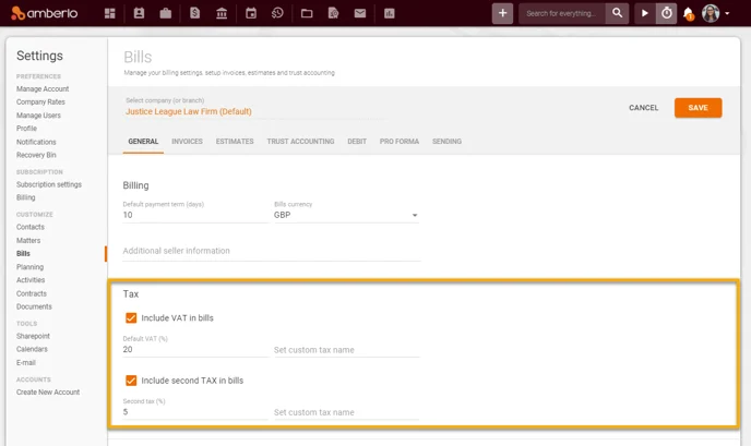 General Bills Settings4