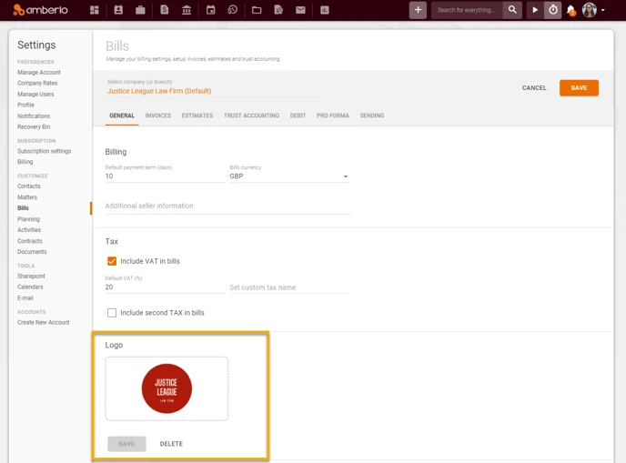 General Bills Settings5