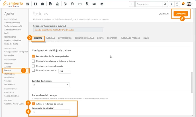Cómo configurar el Redondeo de Tiempo para el tiempo facturable en Amberlo_1