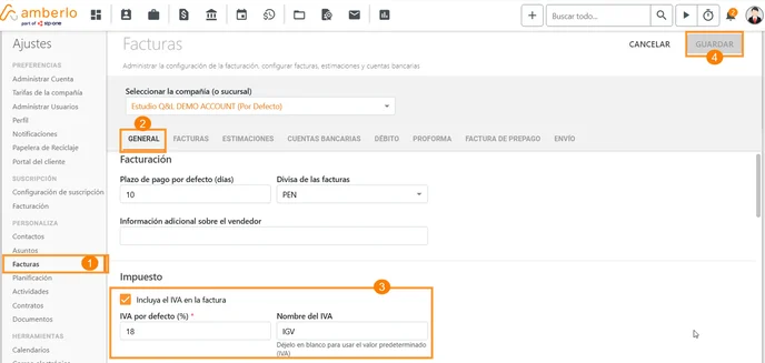 Cómo activar o desactivar la función Incluir IVA en las facturas_1
