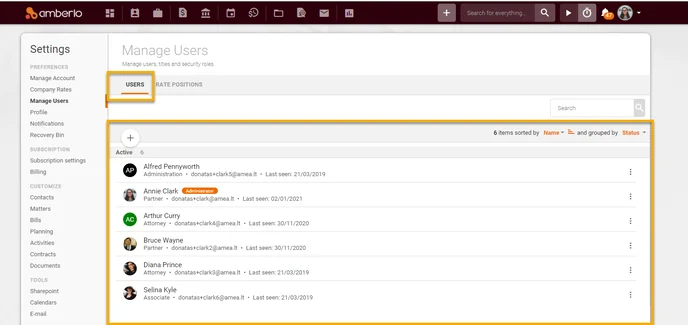 Users management