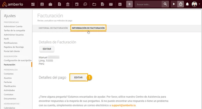 Dónde puedo cambiar mi Información de Facturación4