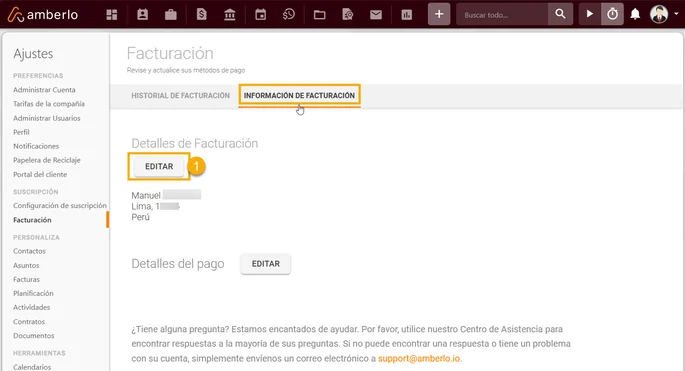 Dónde puedo cambiar mi Información de Facturación2