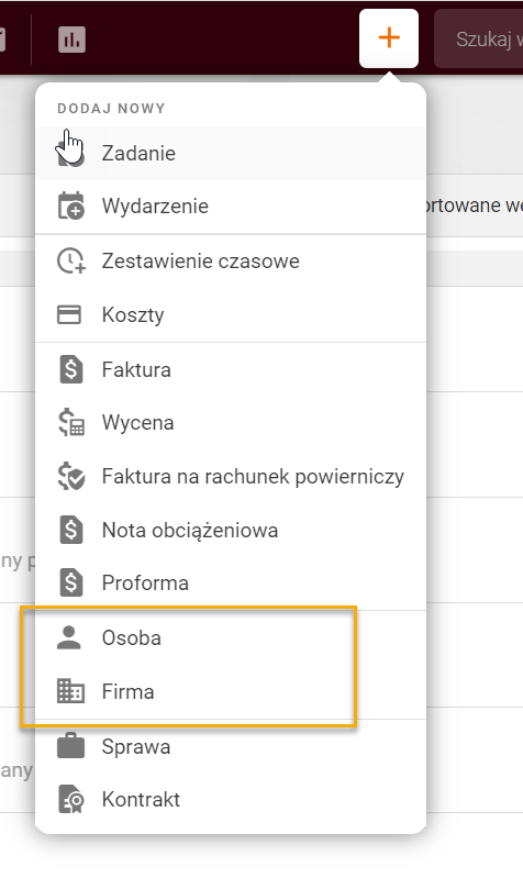 Opcja Kontakty 1