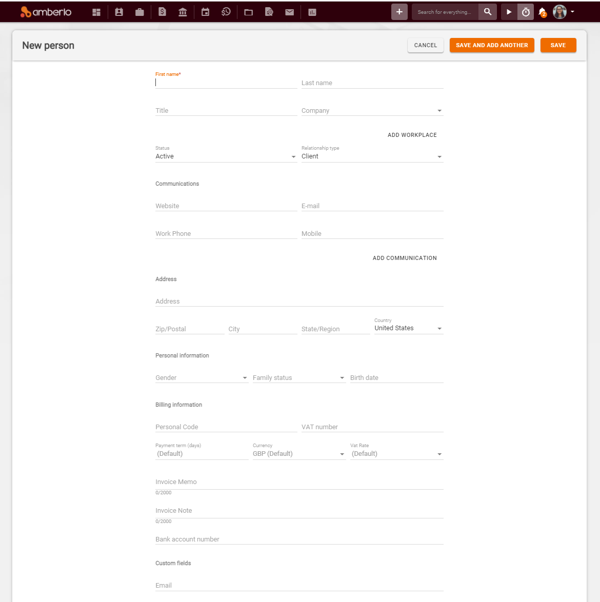 New person info