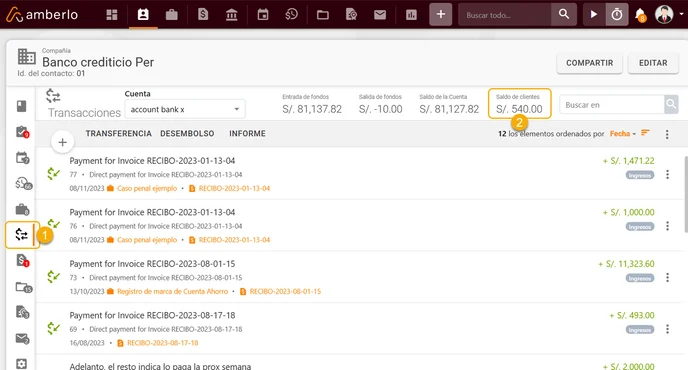 Cómo encontrar el Saldo Restante en las transacciones del cliente1