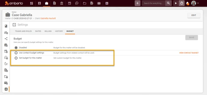 How to enable and use Budget for Matter or Client 15