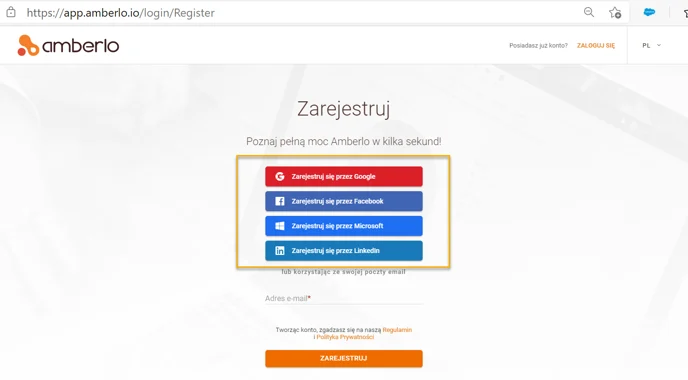 Zarejestruj social