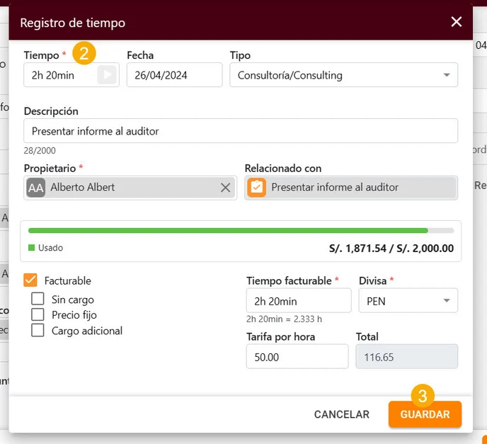 Cómo Registrar el Tiempo de una Tarea o Evento_2