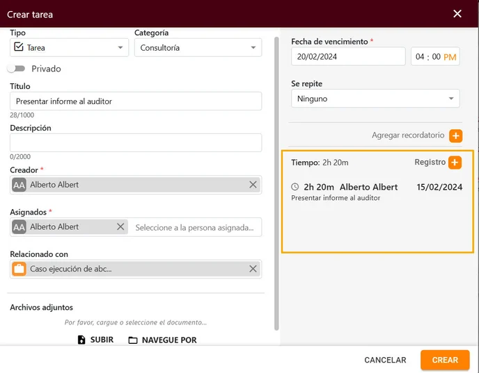 Cómo Registrar el Tiempo de una Tarea o Evento_3