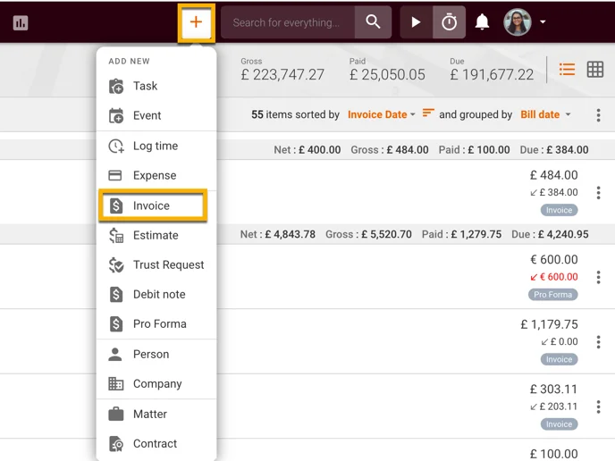 Issue Invoice 4