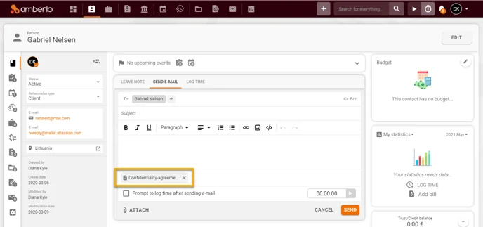 Attach or Save email attachments to Amberlo8