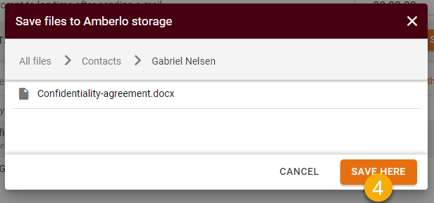 Attach or Save email attachments to Amberlo3