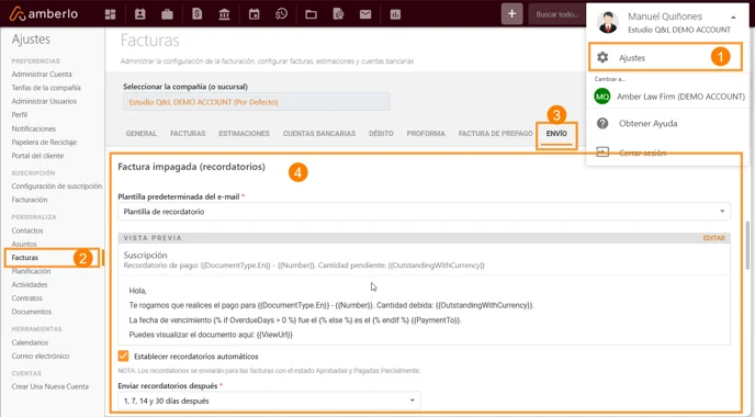 Cómo Personalizar su plantilla de correo electrónico para Facturas y Recordatorios_5