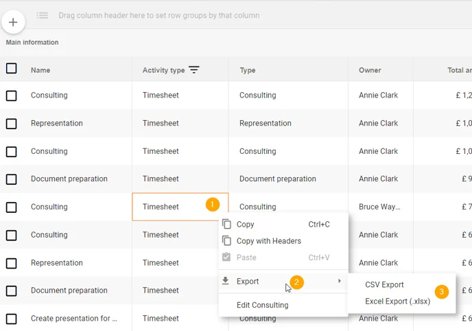 Table view - advanced data management 11