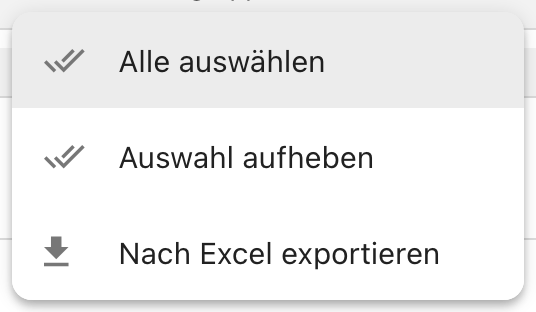 Drei-Punkte-Menü mit den Massenaktionen der Kontaktliste
