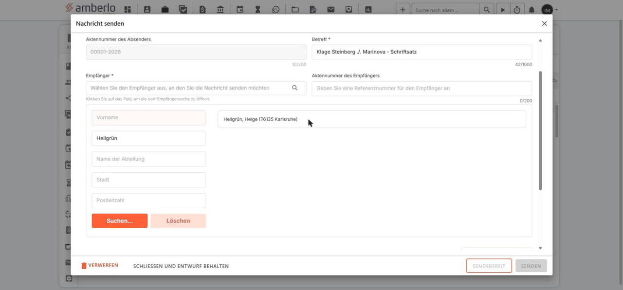Recipient search