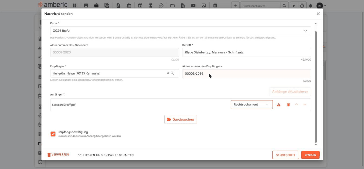 Completed form