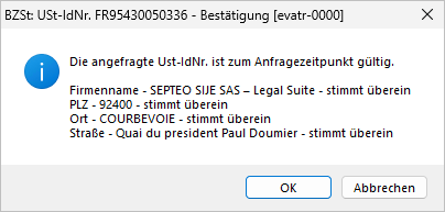 Ein positive Prüf-Ergebnis