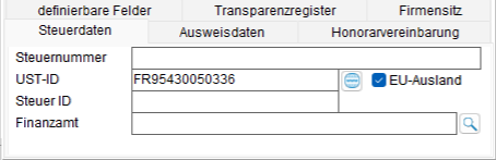 Die Unterregisterkarte "Steuerdaten"